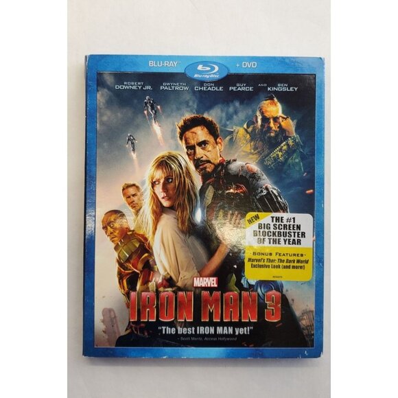 Marvel Iron Man 3 - Blu-ray Disc - DVD 2013 - Robert Downey Jr. with Slipcover - Picture 1 of 10